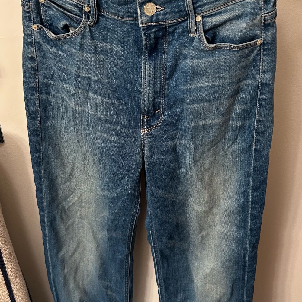 MOTHER Denim Blue Boot Cut cuffed bottom Jeans